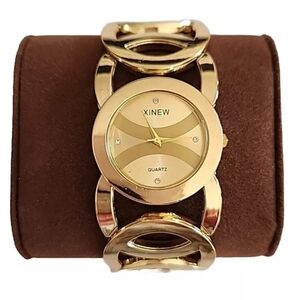 XINEW Stainless Steel Band Analog Quartz  Bracelet Watch Gold Tone